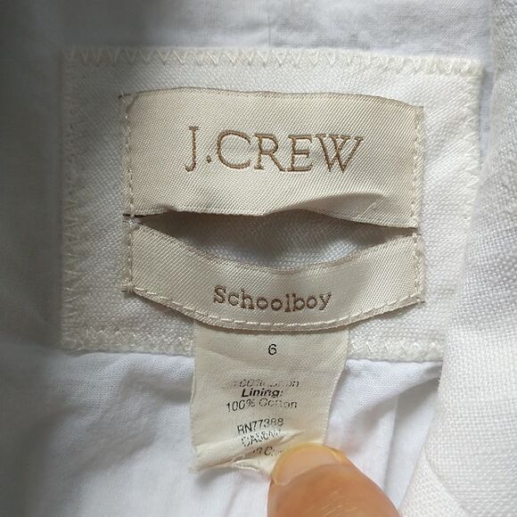 J Crew Schoolboy Blazer 6 White Linen Lined Academia Preppy Career Office Work - Picture 9 of 10